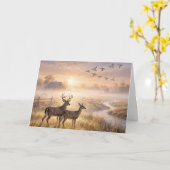 Vaderdagshert in ochtendmist kaart (Gele Bloem)