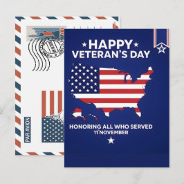 Vaderlandslievende soldaat met Amerikaanse vlag an Feestdagenkaart