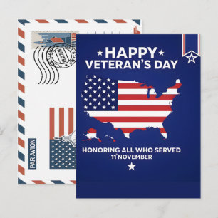 Vaderlandslievende soldaat met Amerikaanse vlag an Feestdagenkaart