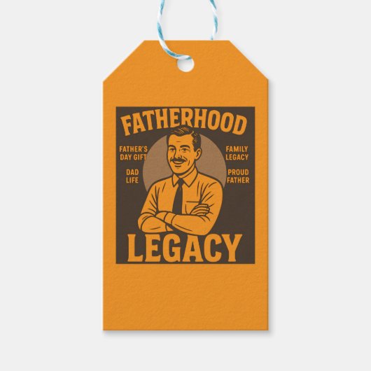 Vaderlijke Erfenis Vintage Vaderdag Cadeaulabel (Voorkant)