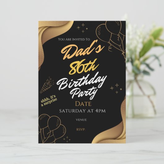 Vaders 86ste verjaardagsfeestje verrassing kaart (Staand voorkant)