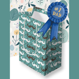 Vaders bruine & Blauwgroen snor Medium Cadeauzakje