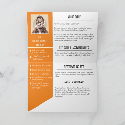 Vader's CV: een grappige en hartverwarmende Vaderd Bedankkaart (Binnen)