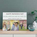 Vaders Dag 3 Foto Collage Grauwe Blauw Imitatie Canvas Print<br><div class="desc">Het Canvas van de Foto van de vaderdag die u met 3 van uw favoriete foto's, uw douanebericht, naam (namen) en het jaar kunt personaliseren. U kunt ook Happy Vaderdag bewerken bij een andere gelegenheid als u dat wenst. Het ontwerp heeft tekst met schrijfmachine en moderne typografie met een hedendaags...</div>