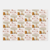 Vaders Dag Aangepast Foto Bruin Terracotta Set van Inpakpapier Vel (Voorkant)