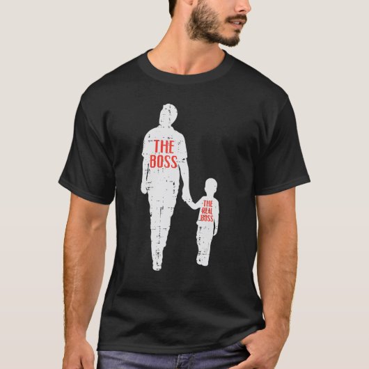vaders dag de baas echte baas vader zoon grappige t-shirt (Voorkant)