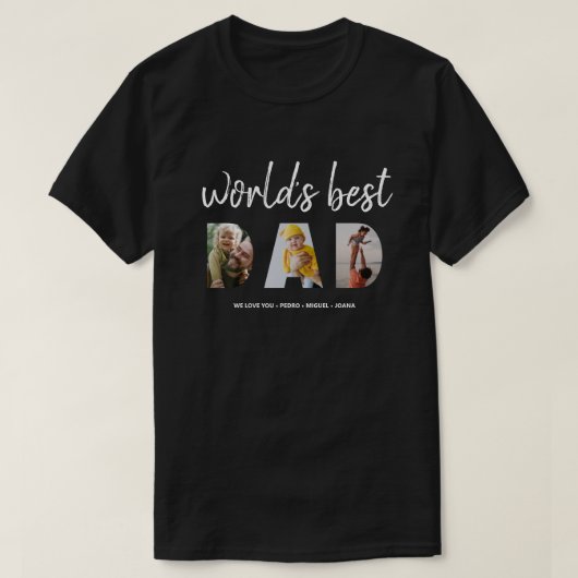 Vaders Dag Foto Collage Worlds Best Dad Cutout T T-shirt (Design voorkant)