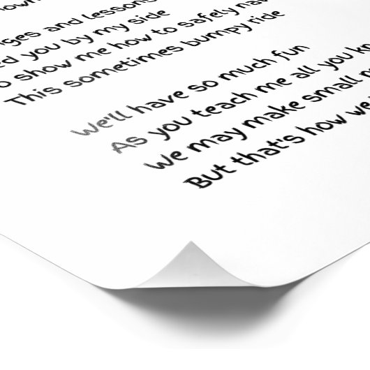 Vaders Dag Pap POEM hou mijn hand vast Foto Afdruk (Hoek)