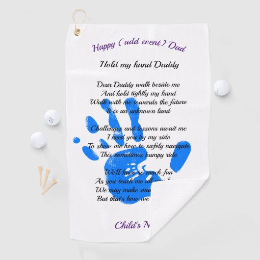 Vaders Dag Pap POEM hou mijn hand vast Golfhanddoek (Insitu)