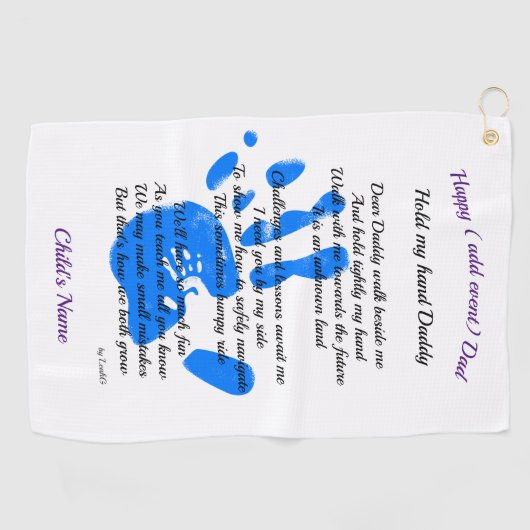 Vaders Dag Pap POEM hou mijn hand vast Golfhanddoek (Horizontaal)