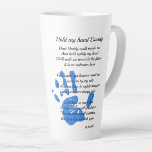 Vaders Dag Pap POEM hou mijn hand vast Latte Mok (Rechterhoek)