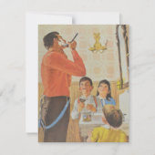  vaders Dag Pap Sjagen terwijl Kinderen kijken Feestdagenkaart (Voorkant)
