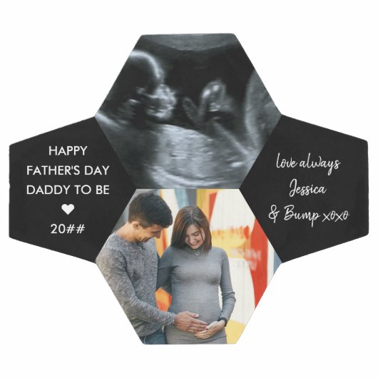 Vaders Dag Papa om 2 Foto gepersonaliseerd te word Voetbal (Enkel)