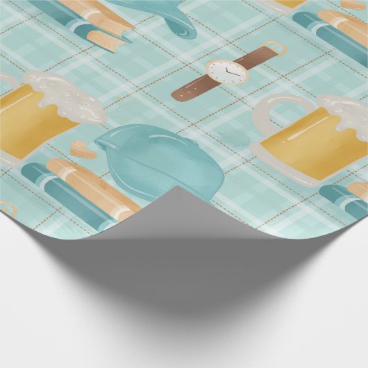 vaders dag schattig, elegant omhullingspatroon van cadeaupapier (Hoek)