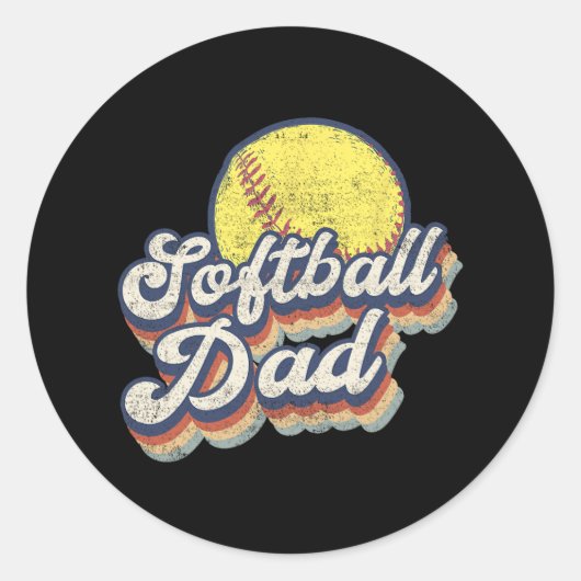 Vaders dag softbal vader cadeau van dochter zoon W Ronde Sticker (Voorkant)