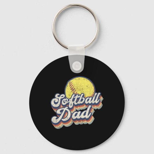 Vaders dag softbal vader cadeau van dochter zoon W Sleutelhanger (Voorkant)