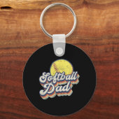 Vaders dag softbal vader cadeau van dochter zoon W Sleutelhanger (Voorkant)