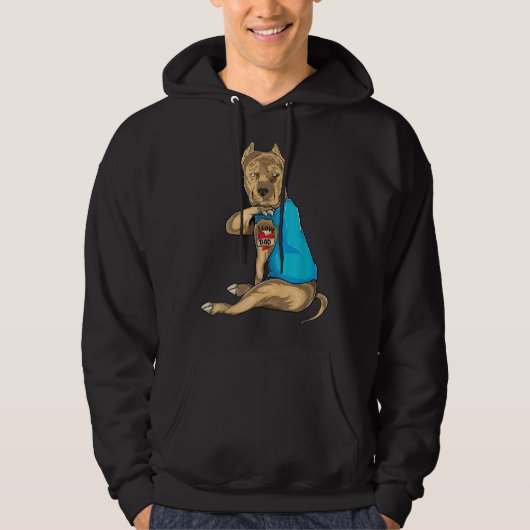 Vaders dag vader grappige hond pitbull ik hou van hoodie (Voorkant)