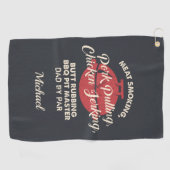 Vaders Dag Vlees Roken BBQ Pit Master Papa Aangepa Golfhanddoek (Horizontaal)