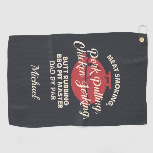 Vaders Dag Vlees Roken BBQ Pit Master Papa Aangepa Golfhanddoek (Horizontaal)