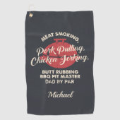 Vaders Dag Vlees Roken BBQ Pit Master Papa Aangepa Golfhanddoek (Voorkant)