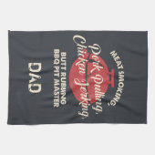 Vaders Dag Vlees Roken BBQ Pit Master Papa Aangepa Theedoek (Horizontaal)