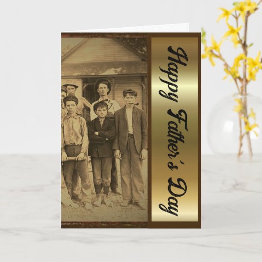 Vaders Day Retro 1920 bruine en goudgevouwen Kaart (Gele Bloem)