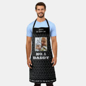 Vaders Day Zwart-wit Zig Zag Naam en foto Schort (Gedragen)