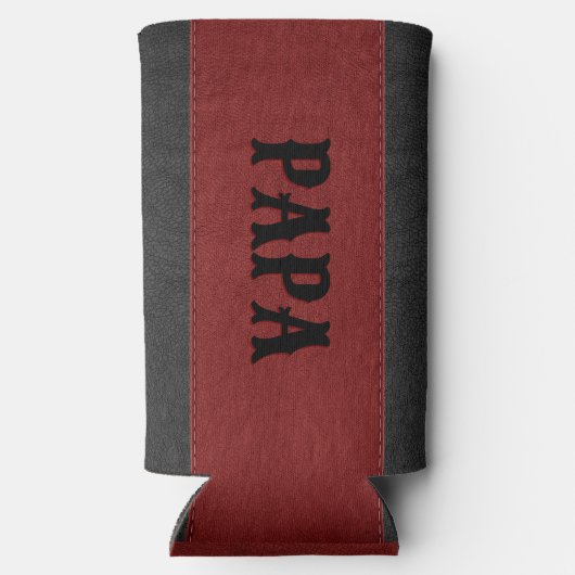 Vaders Gift Idee Rood & Zwart gestikt leer Seltzer Blikjeskoeler (Achterkant)