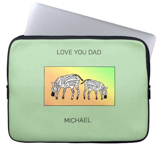 Vader's Schattigee gelukkige Keniaanse zebra's Laptop Sleeve (Voorkant)