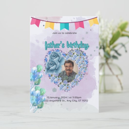 Vaders uitnodiging verjaardagskaart (Staand voorkant)