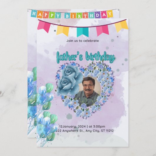 Vaders uitnodiging verjaardagskaart (Voorkant / Achterkant)