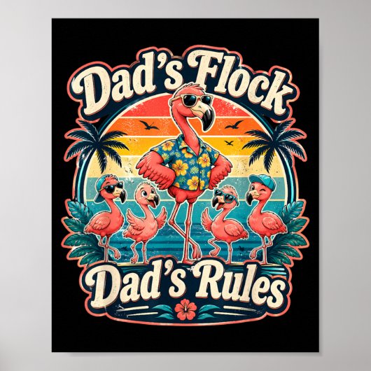 Vaders vliegen Flamingo Vaderdag Humor Poster (Voorkant)
