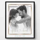 vaderschap EST. Elegant Black & Gold Lijst Foto Fotoplaat (Voorkant)
