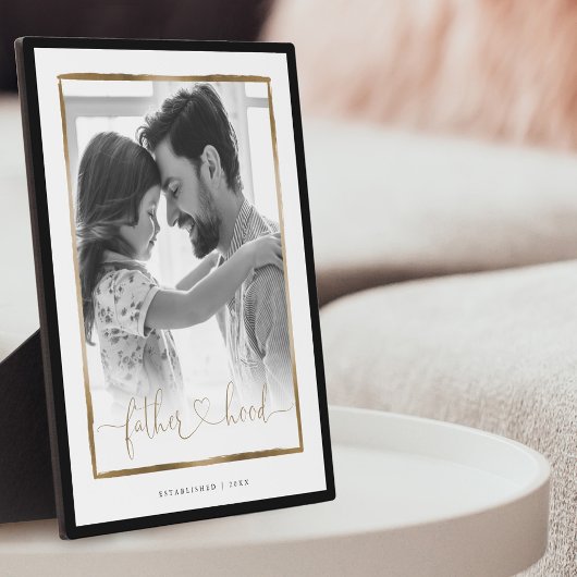 vaderschap EST. Elegant Black & Gold Lijst Foto Fotoplaat