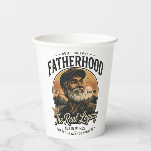 Vaderschap Het Echte Erfgoed Vintage Vaderdag Papieren Bekers (Voorkant)