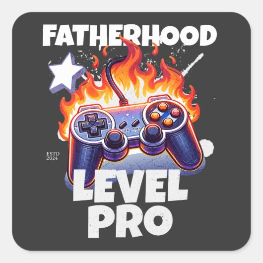 Vaderschap niveau pro gaming vierkante sticker (Voorkant)