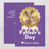 vadersdag, gouden medaille waardering, eenvoudig feestdagenkaart (Voorkant / Achterkant)