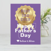 vadersdag, gouden medaille waardering, eenvoudig feestdagenkaart (Staand voorkant)
