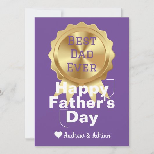 vadersdag, gouden medaille waardering, eenvoudig feestdagenkaart (Voorkant)