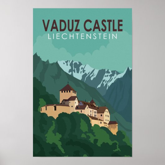 Vaduz Castle Liechtenstein Travel Art Poster (Voorkant)