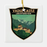 Vaduz Castle Liechtenstein Travel  Badge Keramisch Ornament<br><div class="desc">Vaduz Castle vectorillustratie. Het kasteel gaf zijn naam aan de stad Vaduz,  de hoofdstad van Liechtenstein,  die het van een aangrenzende heuvel over het hoofd ziet.</div>