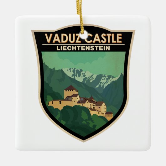 Vaduz Castle Liechtenstein Travel  Badge Keramisch Ornament (Voorkant)