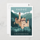 Vaduz Castle Liechtenstein Vintage Travel Briefkaart (Voorkant / Achterkant)