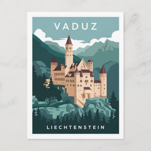 Vaduz Castle Liechtenstein Vintage Travel Briefkaart (Voorkant)