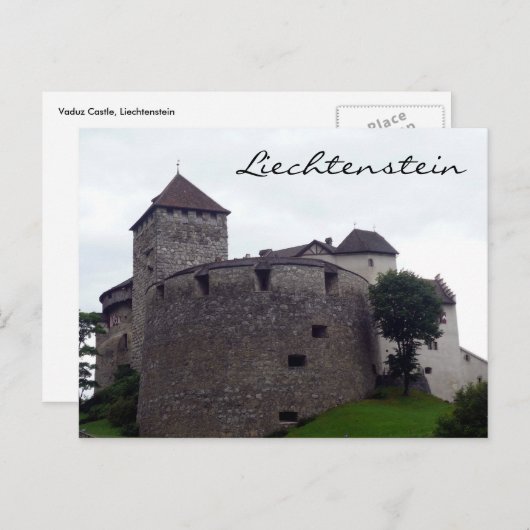 vaduz castle round briefkaart (Voorkant / Achterkant)