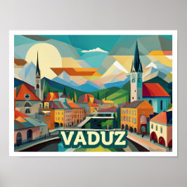 Vaduz Liechtenstein Reizen artistiek kleurrijk Poster