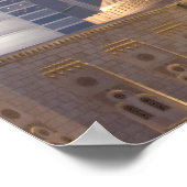 VAE, Dubai. Moskee 's avonds met Burj al Arab Poster (Hoek)