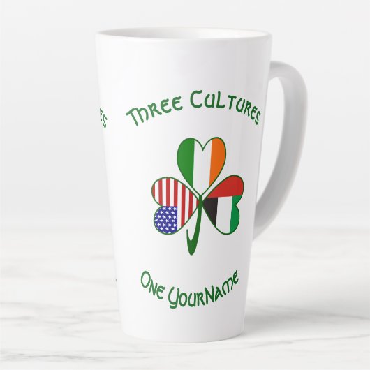 VAE Ierse Vlaggen USA Shamrock Persoonlijk Latte Mok (Rechterhoek)
