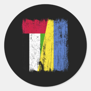 Vae Oekraine Half Vlag Emiratisch Oekraïense Erfen Ronde Sticker